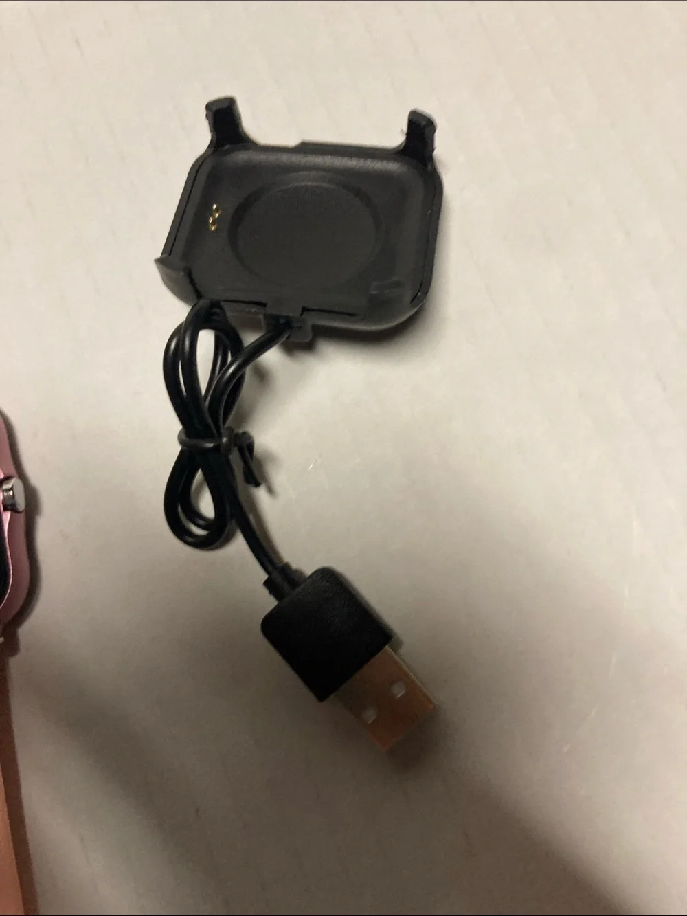 Laxasfit Pink Silicone Smartwatch with Touchscreen and USB Charger